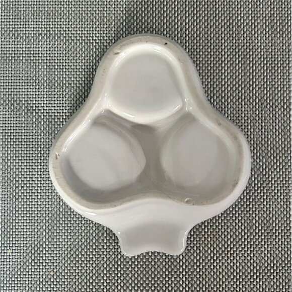 Vintage Hall China Ceramic White 3 Compartment Serving/Baking Dish Clover - Picture 3 of 3